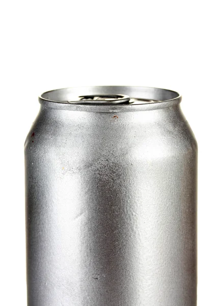 Lata de aluminio aislada en negro — Foto de Stock