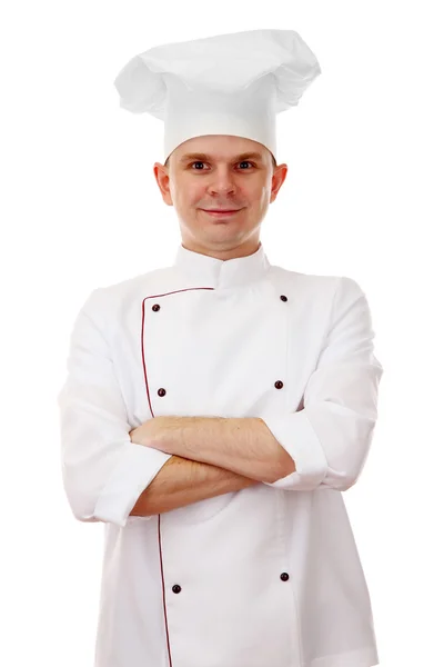 Retrato de chef isolado em branco — Fotografia de Stock