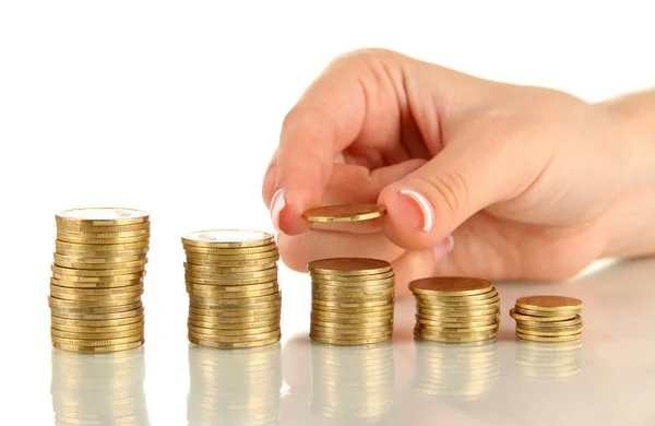 Woman hand with coins, close up — Stock Photo, Image