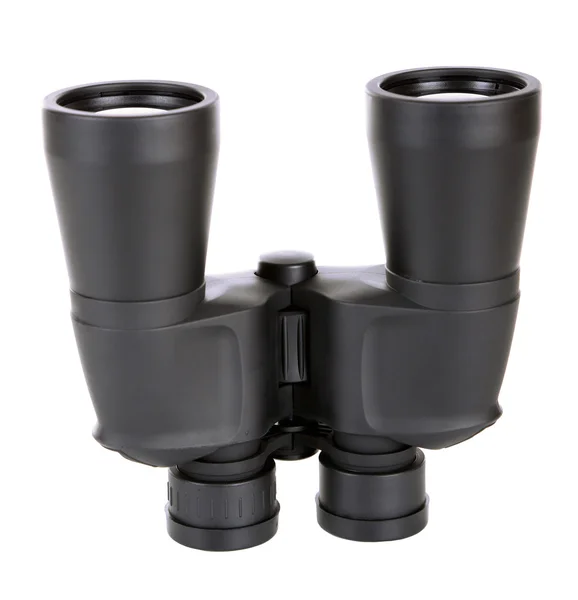 Black modern binoculars isolated on white — Stock Photo, Image