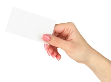 kartvizit, üzerinde beyaz izole tutmak el