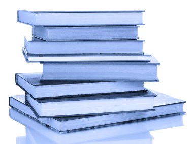 mavi bir ışık kitap yığını
