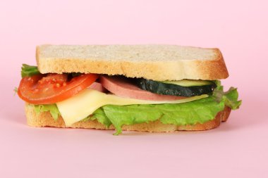 pembe bir arka plan üzerinde sandviç