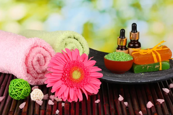 Spa setting on green background — Stock Photo, Image