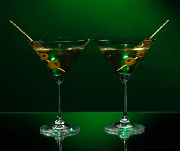 Martini glasses on dark background — Stock Photo, Image
