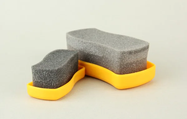 Shoe shine sponges, on color background — Stock Photo, Image