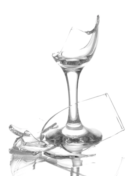 Broken wineglass isolated on white — Stock Photo, Image