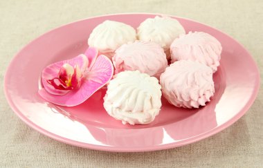 açık renkli renkli plaka üzerinde Marshmallows