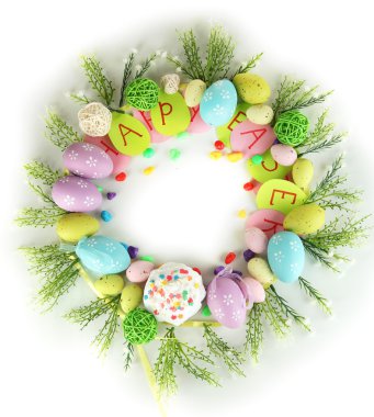 beyaz izole Paskalya için dairesel kompozisyon