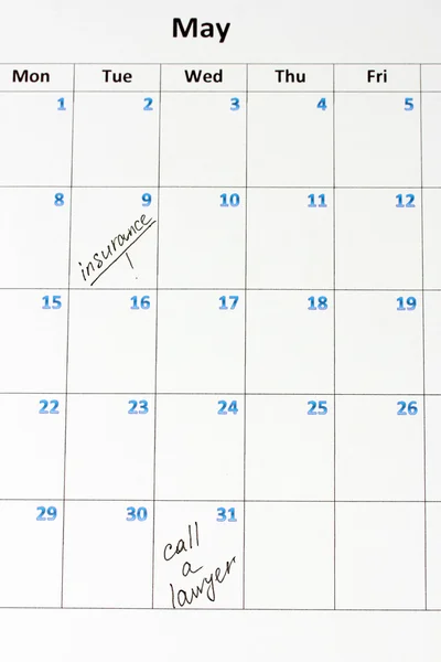 Notas sobre el calendario, primer plano — Foto de Stock