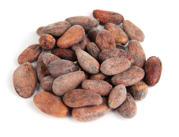 Kakaobönor isolerade på vitt — Stockfoto