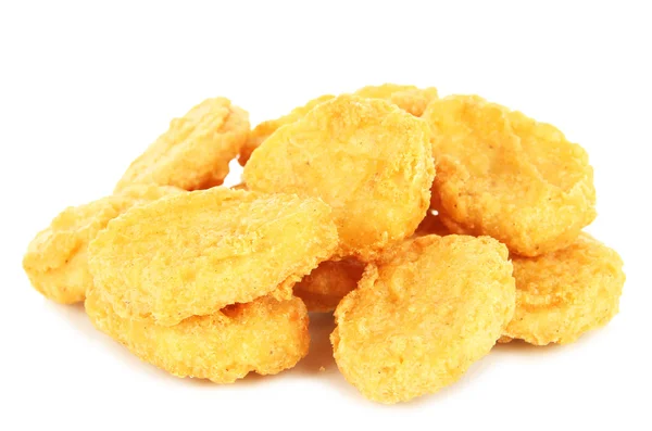 Nuggets de frango frito isolado em branco — Fotografia de Stock