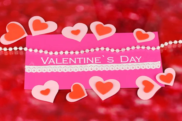 Greeting card for Valentine's Day on red background — Stock Photo, Image