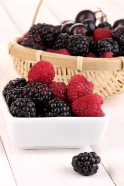 Olgun Ahududu ve dikenli ahşap tablo