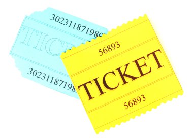 renkli bilet üzerinde beyaz izole