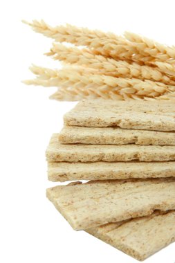 lezzetli crispbread ve kulakları, üzerinde beyaz izole