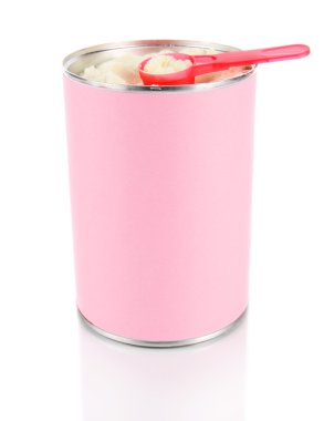 whit üzerinde izole bebek için süt tozu