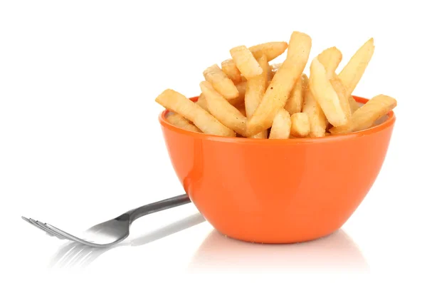 French fries in bowl isolated on white — Stock Photo, Image