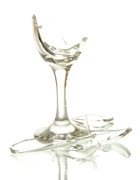 Gebroken champagne glas geïsoleerd op wit — Stockfoto