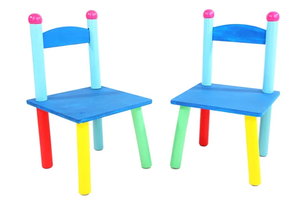 Small and colorful chairs for little kids isolated on white — Stock Photo, Image