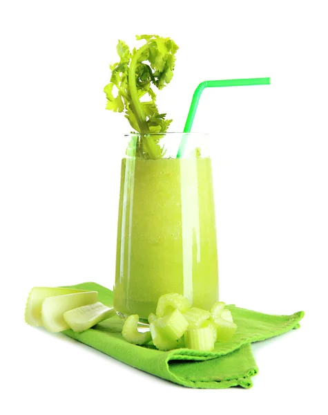 Glass of celery juice, isolated on white — Stock Photo, Image