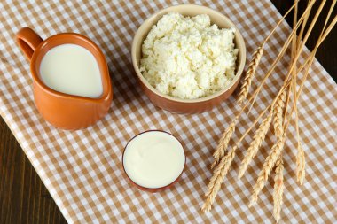 farklı renk ve arka plan üzerinde süt ürünleri