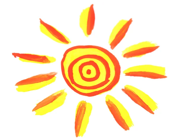 Sun painting on white background — Stock Photo, Image