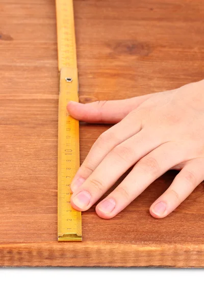 Mesure de la planche en bois close-up — Photo