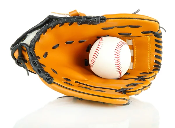 Baseballhandschuh und Ball isoliert auf weiß — Stockfoto