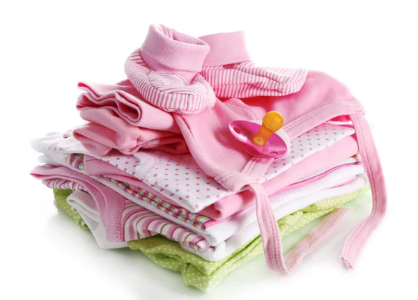 Pile of baby clothes isolated on white — Stock Photo, Image