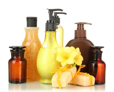 beyaz izole ve el yapımı Sıvı sabunlar