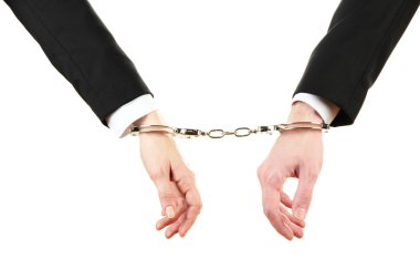 erkek ve kadın el ve beyaz arka plan üzerinde izole kırma kelepçe