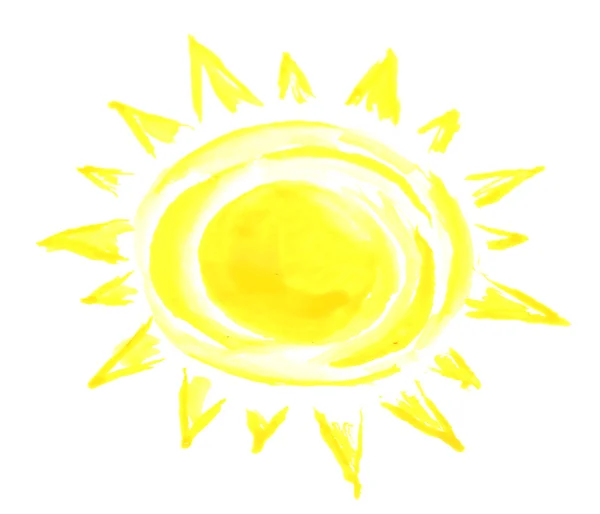 Sun painting on white background — Stock Photo, Image