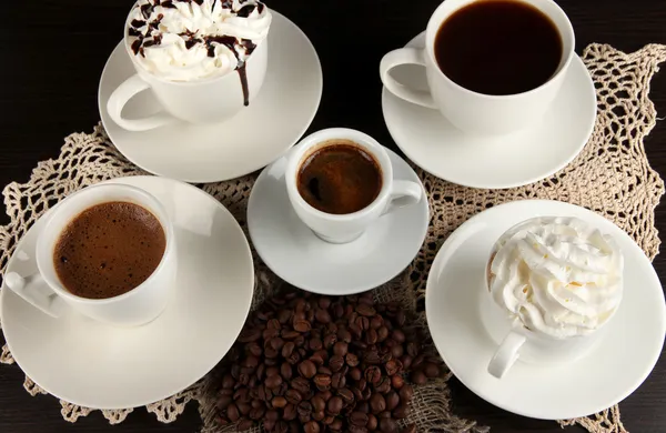 Asortyment różnych gorącej kawy z bliska — Zdjęcie stockowe