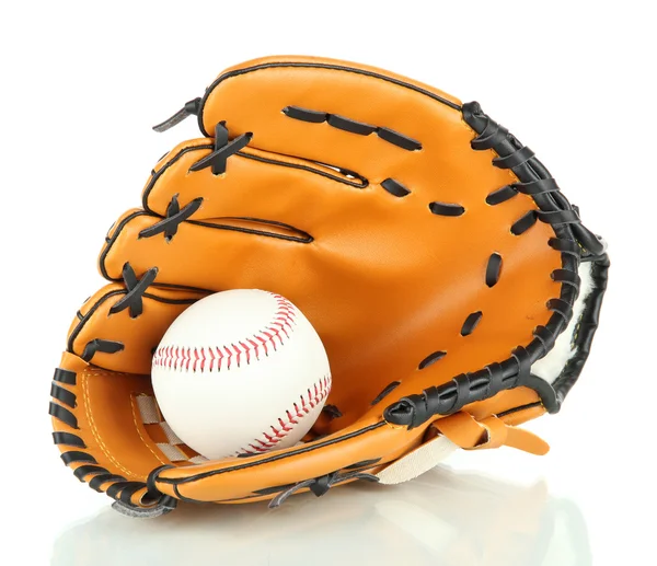 Baseball glove and ball isolated on white — Stock Photo, Image