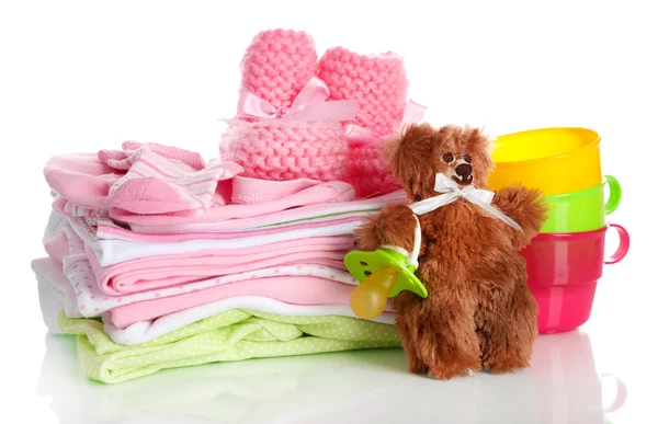 Pile of baby clothes isolated on white — Stock Photo, Image