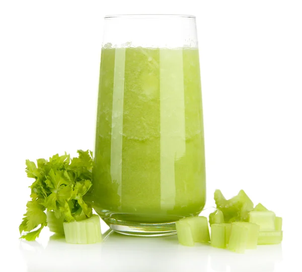 Glass of celery juice, isolated on white — Stock Photo, Image