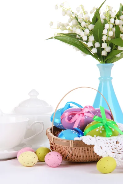Place setting for Easter isolated on white — Stock Photo, Image