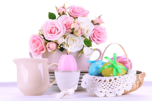 Place setting for Easter isolated on white — Stock Photo, Image