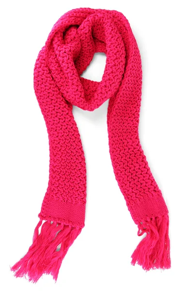 Warm knitted scarf pink isolated on white — Stock Photo, Image