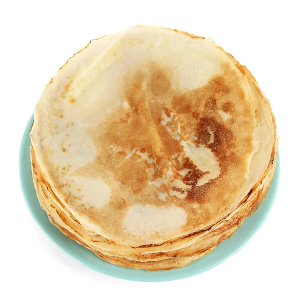 Pfannkuchen auf Teller isoliert auf weiß — Stockfoto