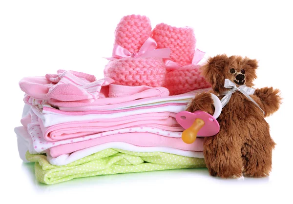 Pile of baby clothes isolated on white — Stock Photo, Image