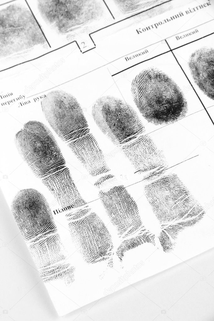 Fingerprints close-up isolated on white