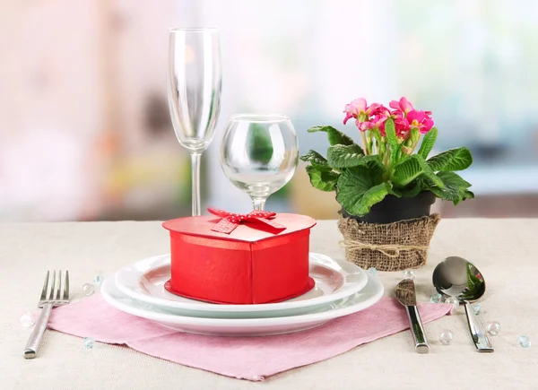 Romantic table serving on bright background — Stock Photo, Image