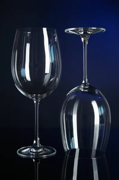 Two glasses on dark blue background — Stock Photo, Image