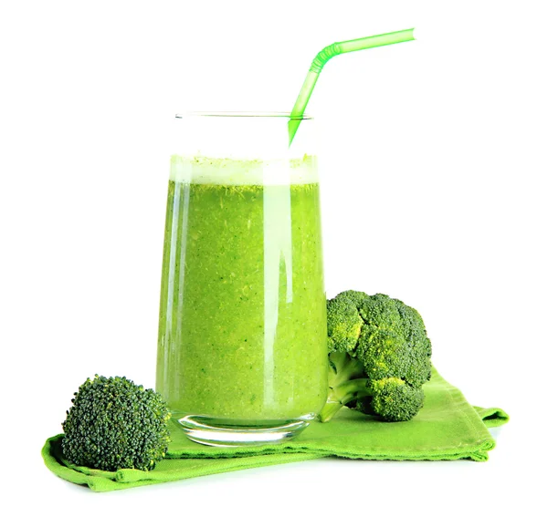 Glass of broccoli juice, isolated on white — Stockfoto