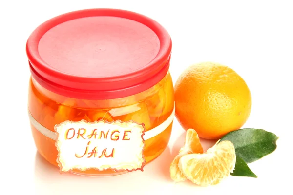 皮、白で隔離され、みかんとオレンジのジャム — ストック写真