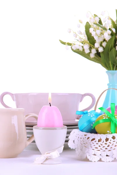 Place setting for Easter isolated on white — Stock Photo, Image