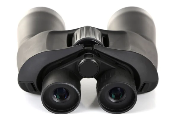 Black modern binoculars isolated on white — Stock Photo, Image