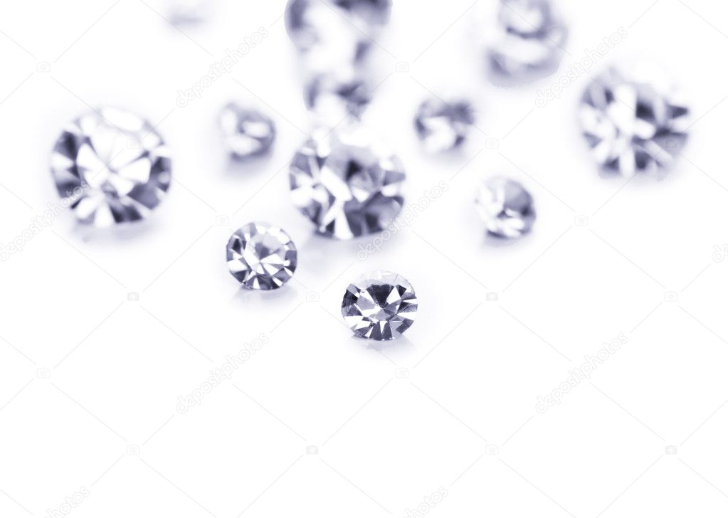 Beautiful shining crystals (diamonds), isolated on white